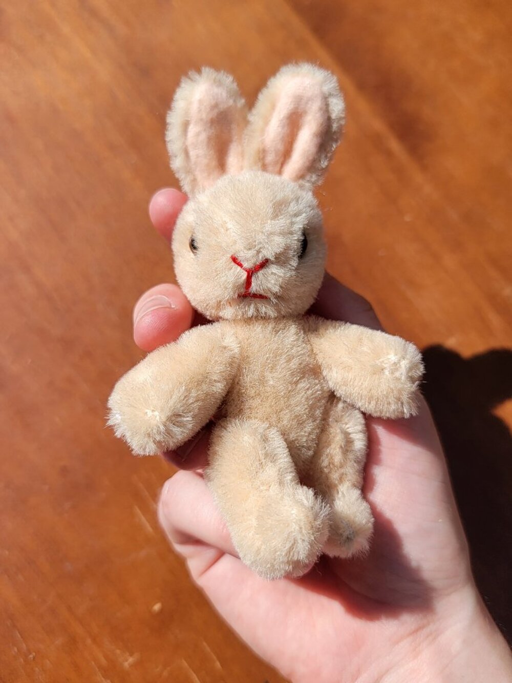 ❝ mini beige bunny rabbit stuffed animal 🐇.  ❞
